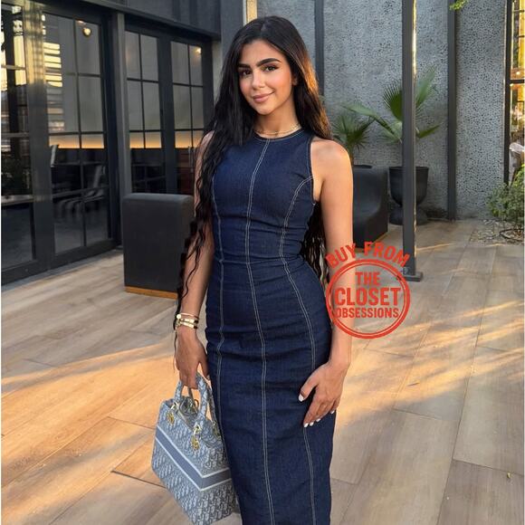 ZARA Fitted Denim Dress NWT - Picture 1 of 16